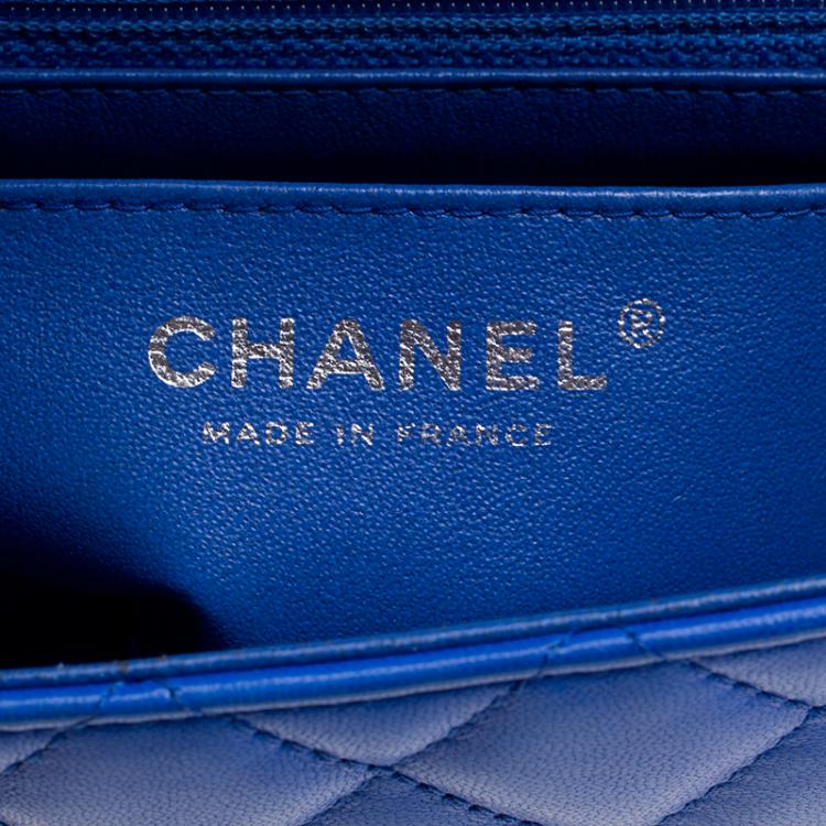 Pre Owned Chanel Blue Quilted Leather Mini Classic Single Flap Bag