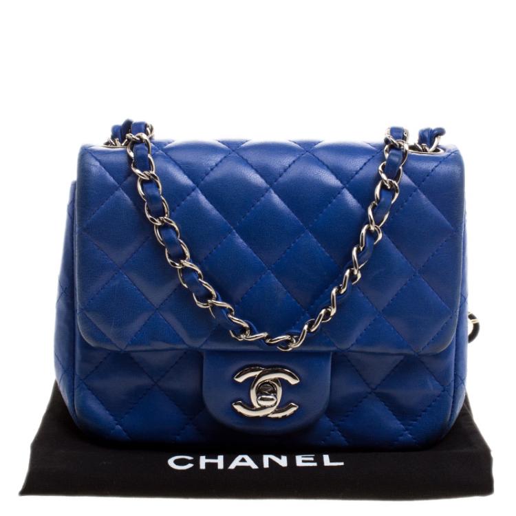Pre Owned Chanel Blue Quilted Leather Mini Classic Single Flap Bag