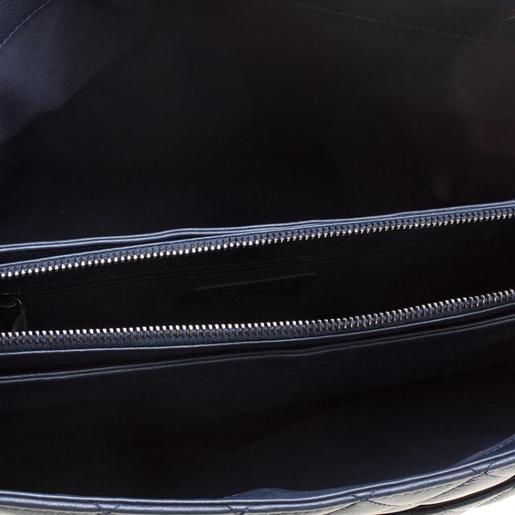 Pre Owned Chanel Navy Blue Quilted Leather Shopper Tote