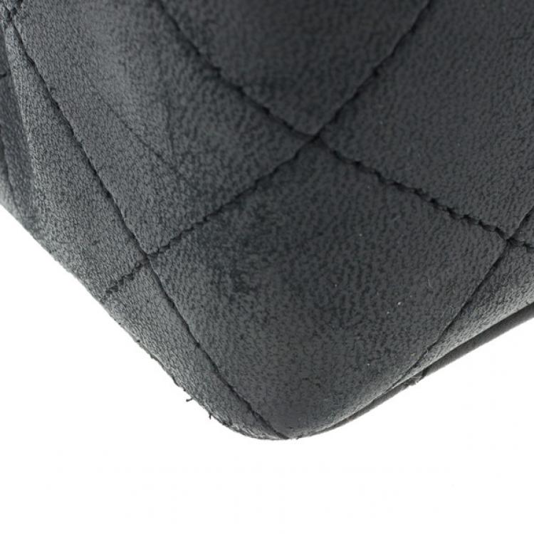 Pre Owned Chanel Black Lambskin Leather Single Flap Shoulder Bag