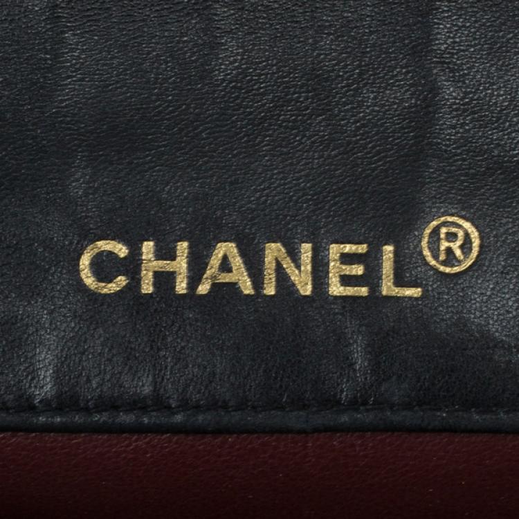 Pre Owned Chanel Black Lambskin Leather Single Flap Shoulder Bag