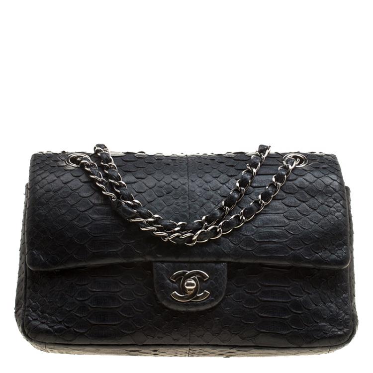 Chanel Classic Black Python Medium Double Flap Bag Chanel | The Luxury  Closet