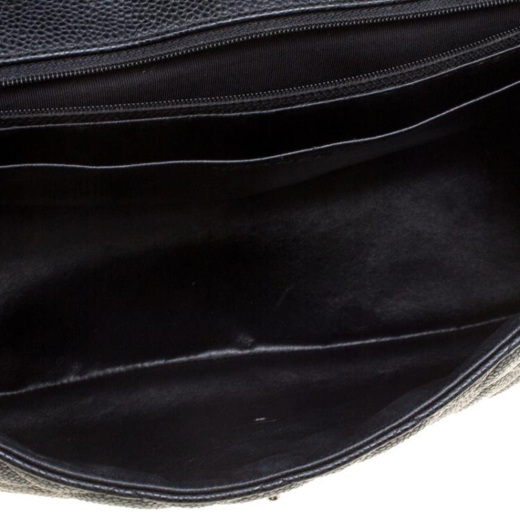Pre Owned Chanel Black Quilted Leather Jumbo Classic Single Flap Bag