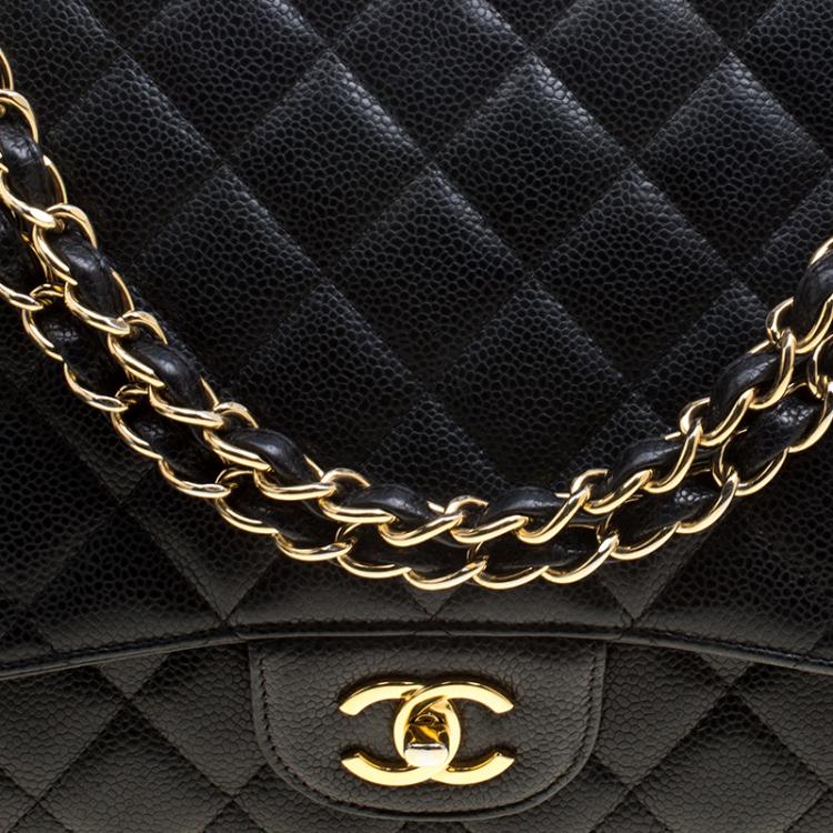 Pre Owned Chanel Black Quilted Leather Maxi Classic Single Flap Bag