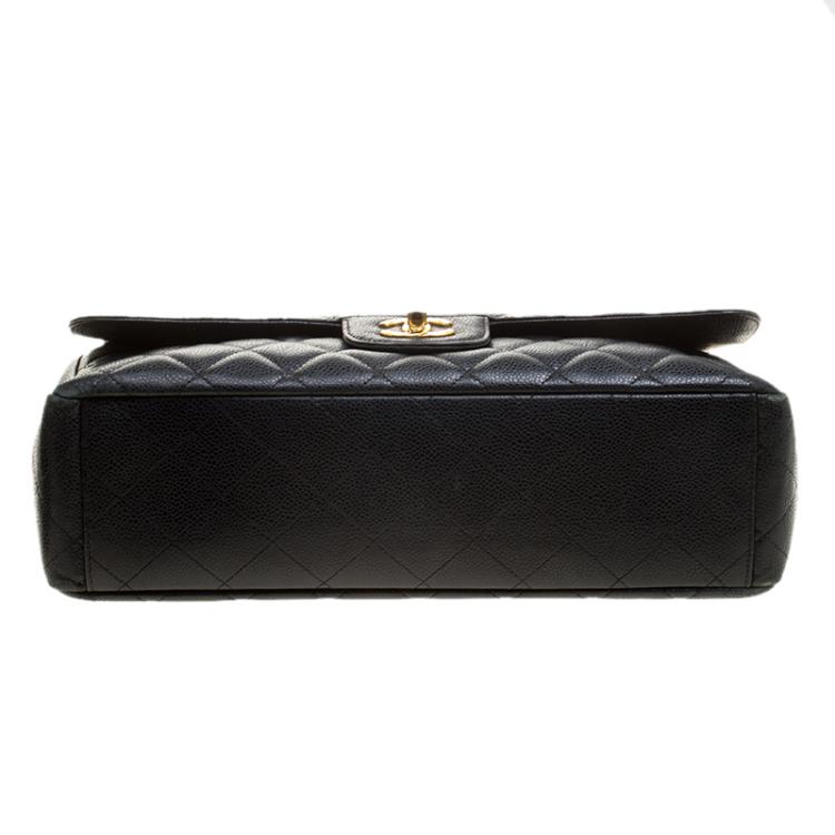 Pre Owned Chanel Black Quilted Leather Maxi Classic Single Flap Bag