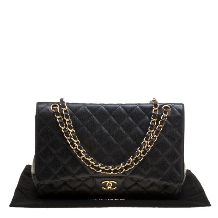 Pre Owned Chanel Black Quilted Leather Maxi Classic Single Flap Bag