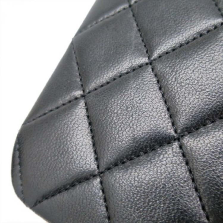 Pre Owned Chanel Black Lambskin Single Flap Shoulder Bag