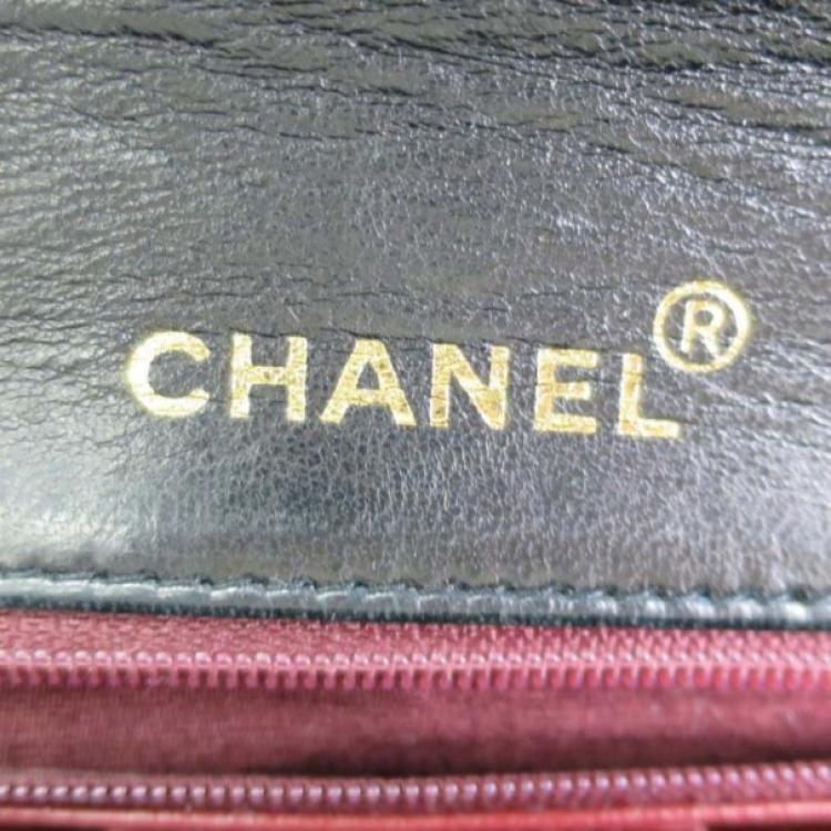 Pre Owned Chanel Black Lambskin Single Flap Shoulder Bag