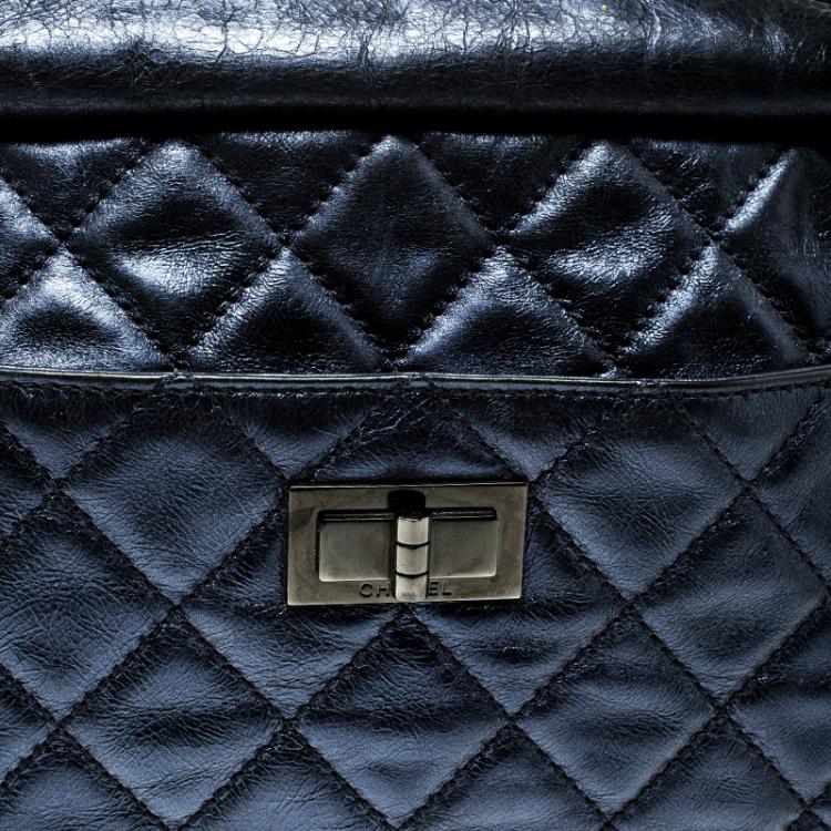 Pre Owned Chanel Metallic Blue Quilted Leather Medium Reissue Camera Bag