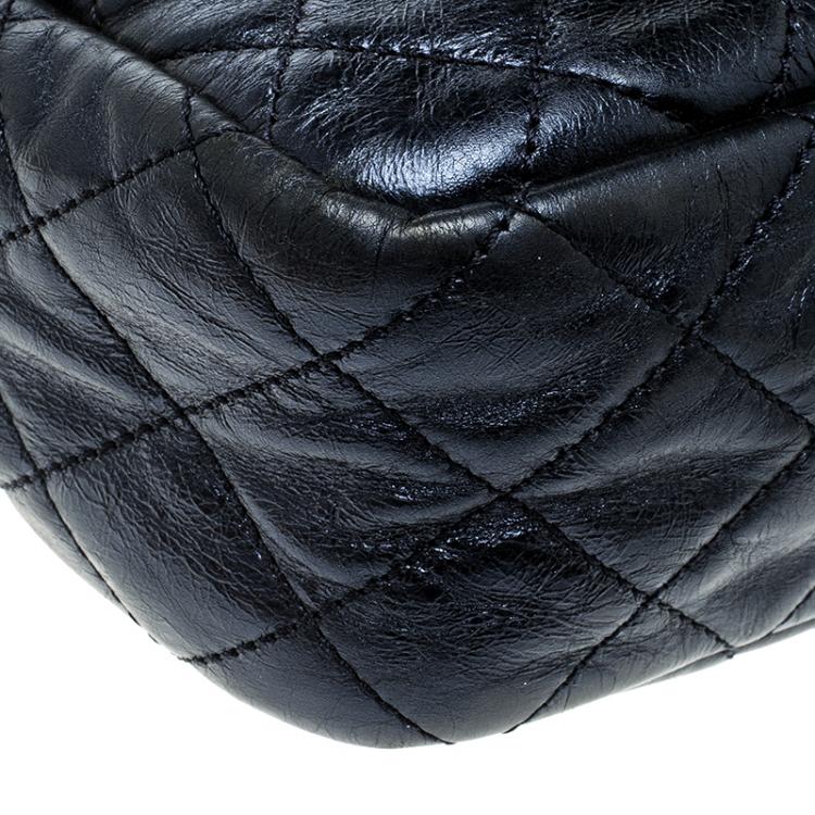 Pre Owned Chanel Metallic Blue Quilted Leather Medium Reissue Camera Bag