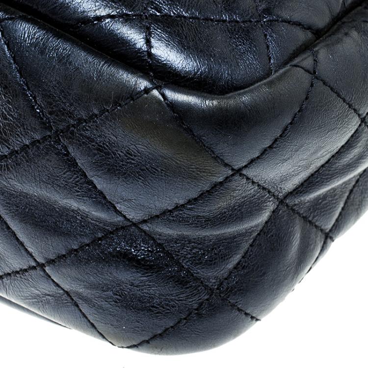 Pre Owned Chanel Metallic Blue Quilted Leather Medium Reissue Camera Bag