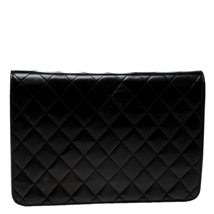 Pre Owned Chanel Black Quilted Leather Medium Vintage Classic Single Flap Bag