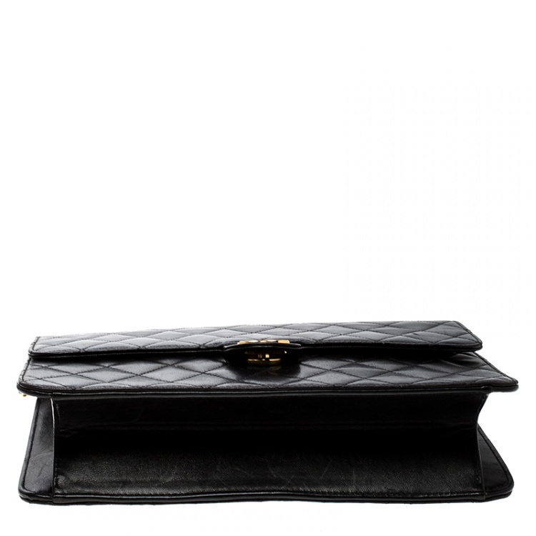 Pre Owned Chanel Black Quilted Leather Medium Vintage Classic Single Flap Bag