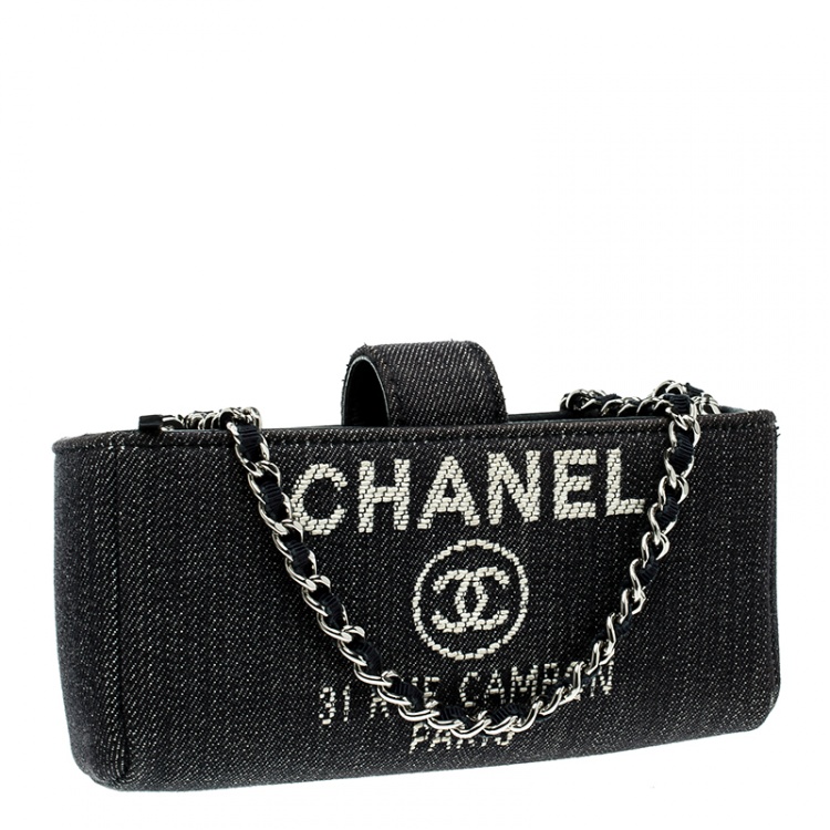 Pre Owned Chanel Blue Denim Deauville Wallet on Chain Bag 