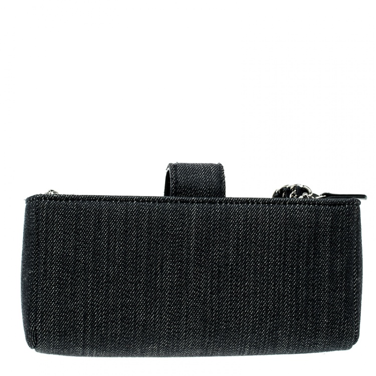 Pre Owned Chanel Blue Denim Deauville Wallet on Chain Bag 