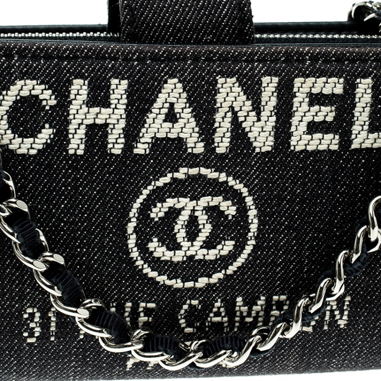 Pre Owned Chanel Blue Denim Deauville Wallet on Chain Bag 