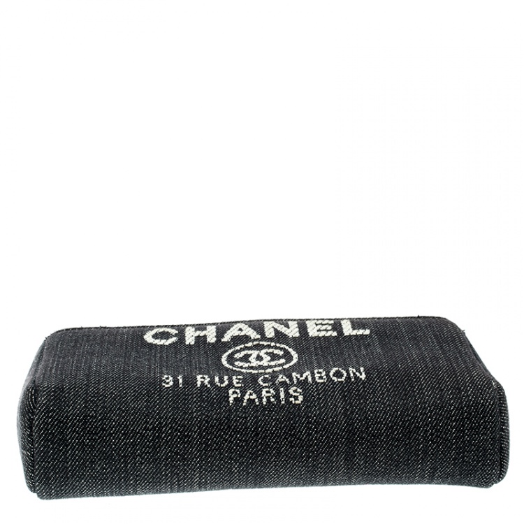 Pre Owned Chanel Blue Denim Deauville Wallet on Chain Bag 