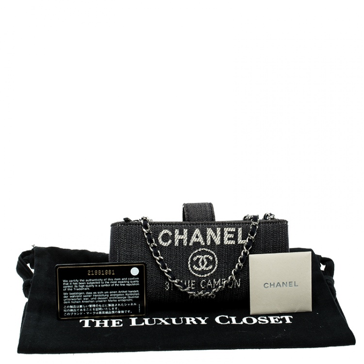 Pre Owned Chanel Blue Denim Deauville Wallet on Chain Bag 