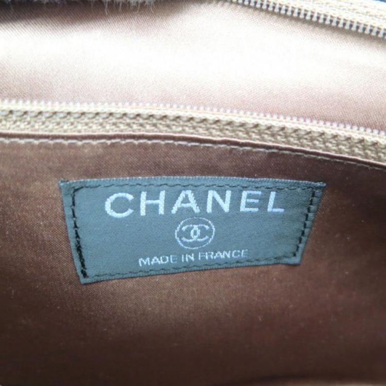 Pre Owned Chanel Brown Nylon Four Leave Clover Single Flap Shoulder Bag