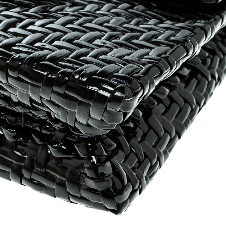 Pre Owned Chanel Black Glazed Wicker Mini Vintage Flap Bag