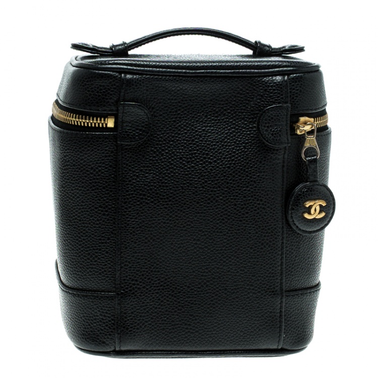 Pre Owned Chanel Black Caviar Leather Vanity Case