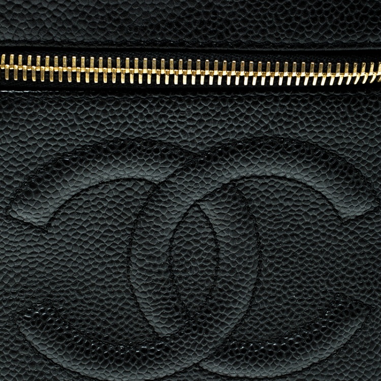 Pre Owned Chanel Black Caviar Leather Vanity Case