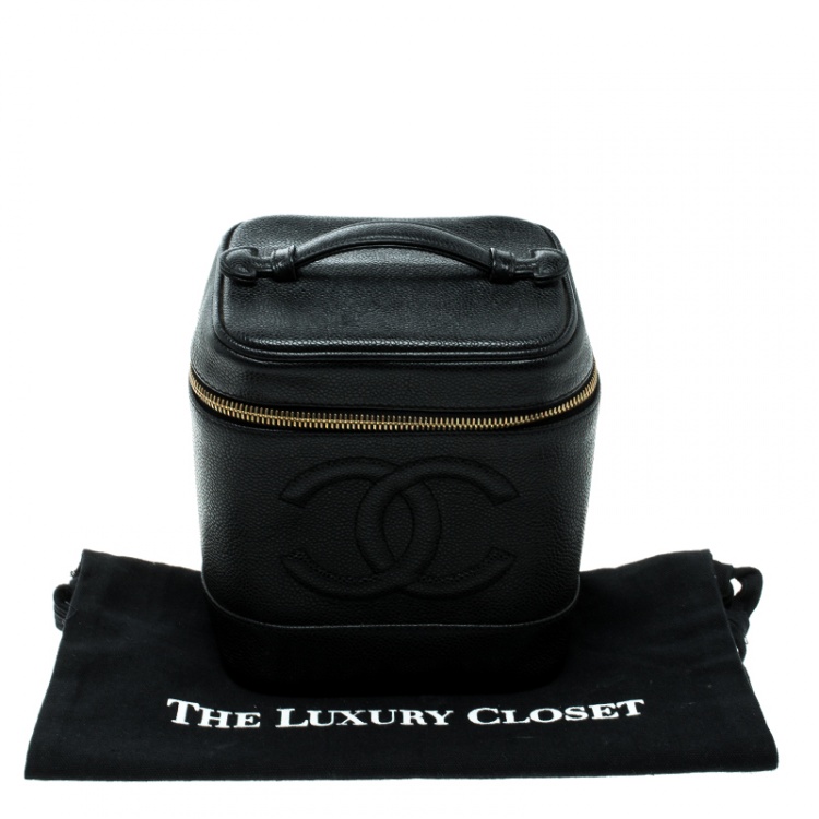 Pre Owned Chanel Black Caviar Leather Vanity Case