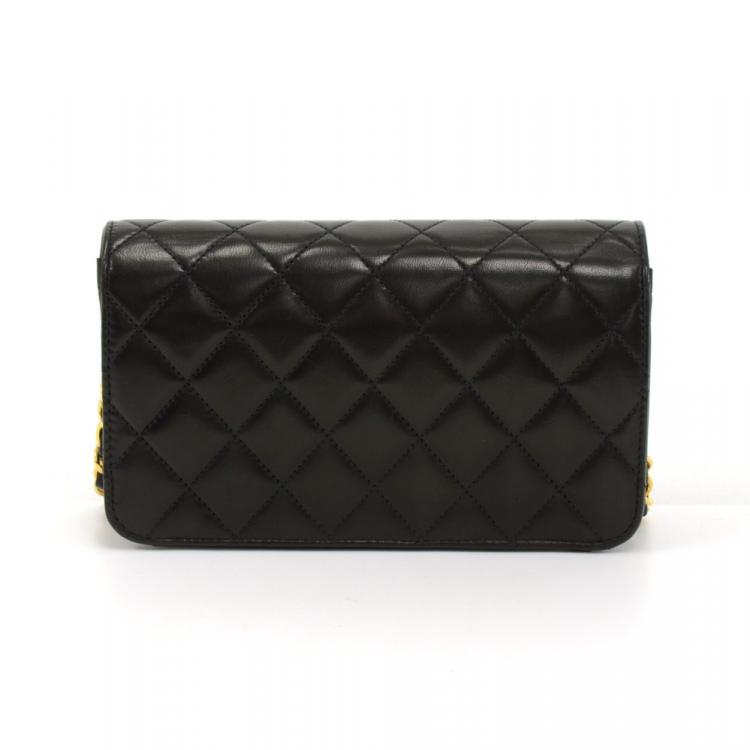 Pre Owned Chanel Black Quilted Leather Mini Vintage Flap Bag