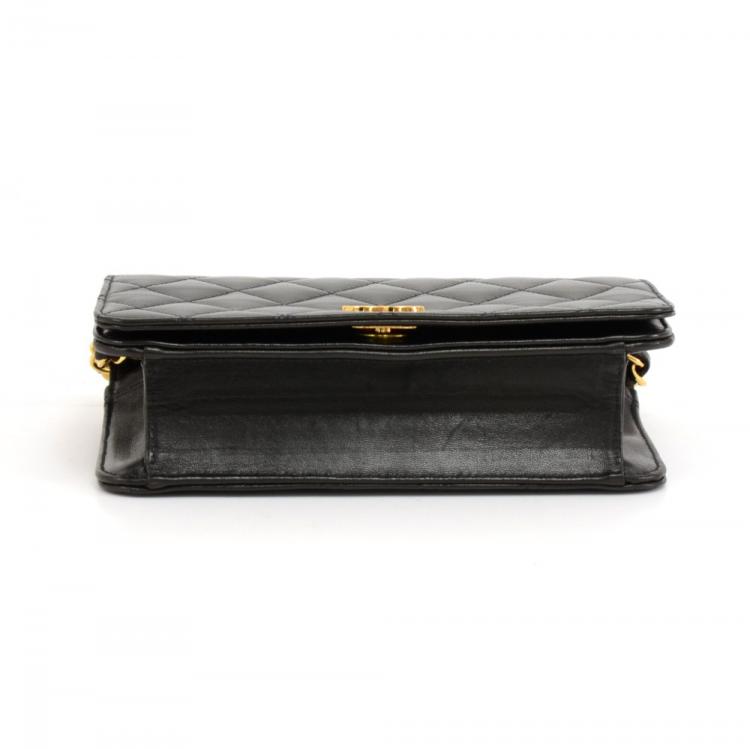 Pre Owned Chanel Black Quilted Leather Mini Vintage Flap Bag