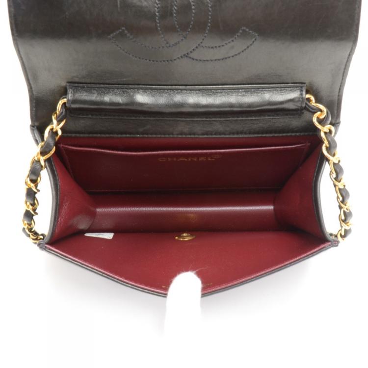 Pre Owned Chanel Black Quilted Leather Mini Vintage Flap Bag