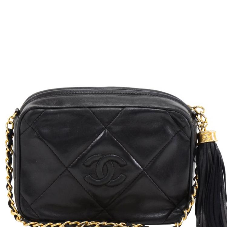 Chanel Black Quilted Leather Vintage CC Tassel Crossbody Bag Chanel | TLC