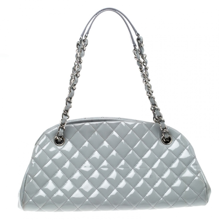 Pre Owned Chanel Light Grey Quilted Leather Just Mademoiselle Bowling Bag