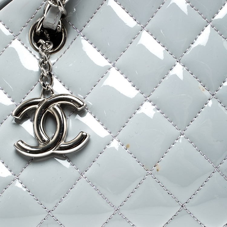 Pre Owned Chanel Light Grey Quilted Leather Just Mademoiselle Bowling Bag
