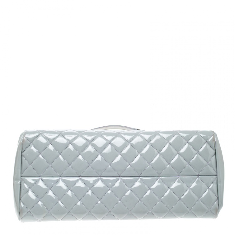 Pre Owned Chanel Light Grey Quilted Leather Just Mademoiselle Bowling Bag