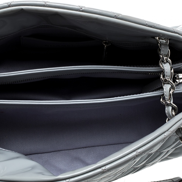 Pre Owned Chanel Light Grey Quilted Leather Just Mademoiselle Bowling Bag