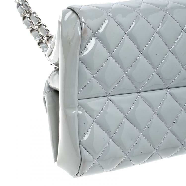 Pre Owned Chanel Light Grey Quilted Leather Just Mademoiselle Bowling Bag