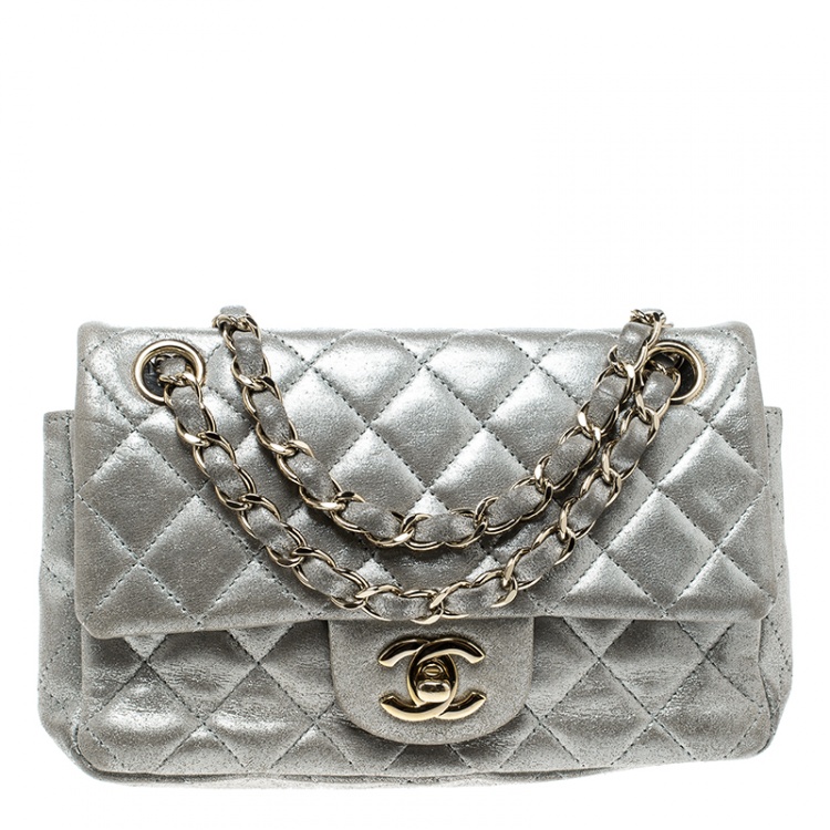 Chanel Small Classic Flap Quilted Bag In Silver — UFO No More