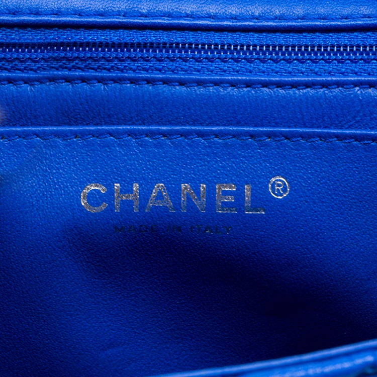 Pre Owned Chanel Blue Chevron Quilted Leather Jumbo Classic Flap Bag