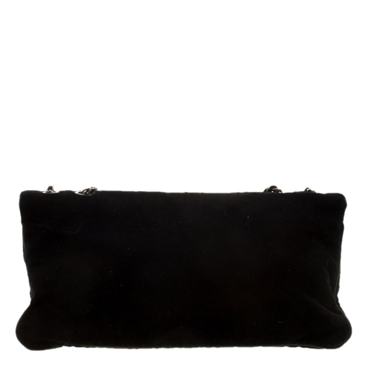 Pre Owned Chanel Black Velvet Giant Reissue Flap Shoulder Bag