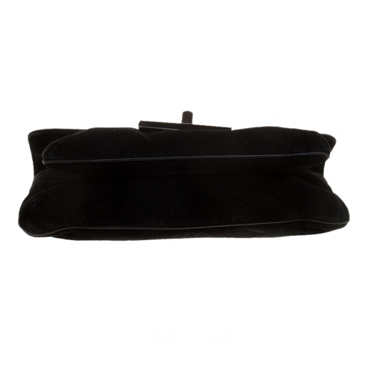Pre Owned Chanel Black Velvet Giant Reissue Flap Shoulder Bag