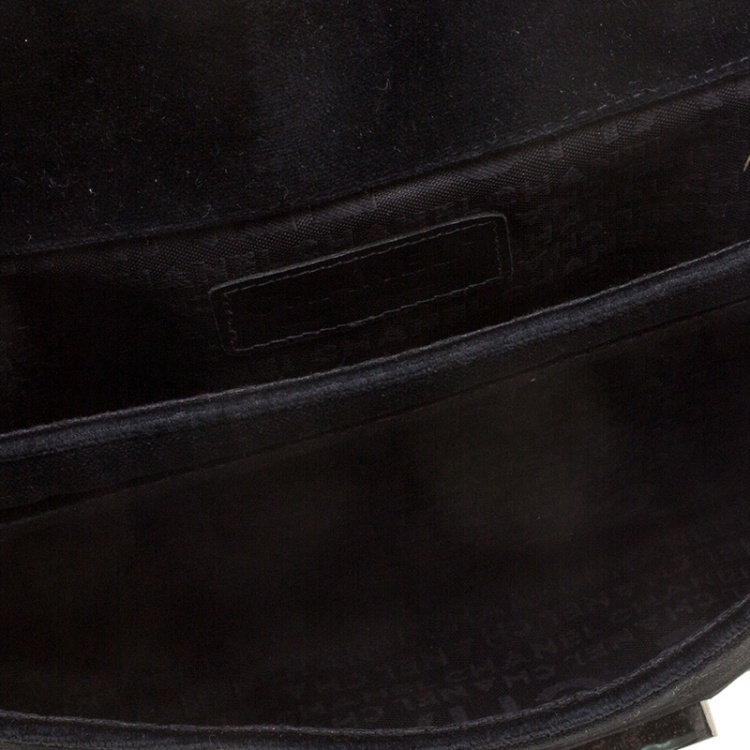Pre Owned Chanel Black Velvet Giant Reissue Flap Shoulder Bag