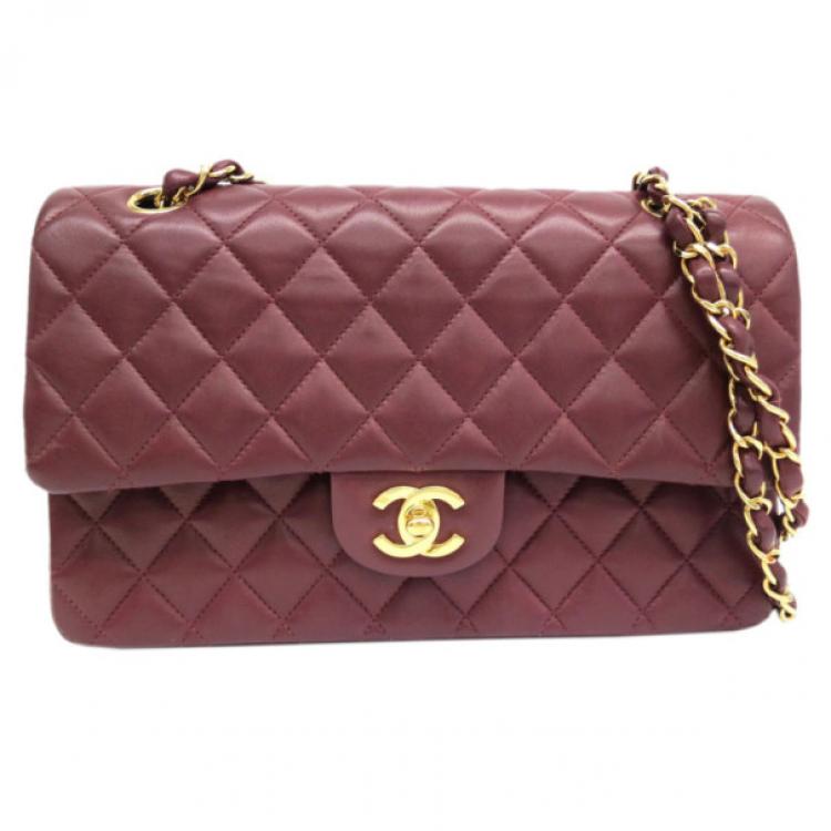 A BURGUNDY PATENT LEATHER MEDIUM DOUBLE FLAP BAG CHANEL 20082009   Christies