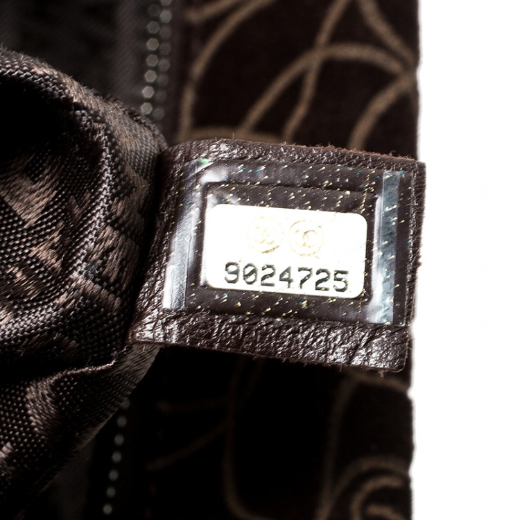 Pre Owned Chanel Brown Suede Camellia Embossed Hobo