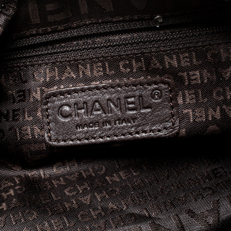 Pre Owned Chanel Brown Suede Camellia Embossed Hobo