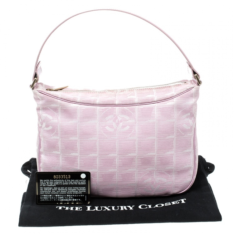 Pre Owned Chanel Pink Nylon Travel Line Hobo