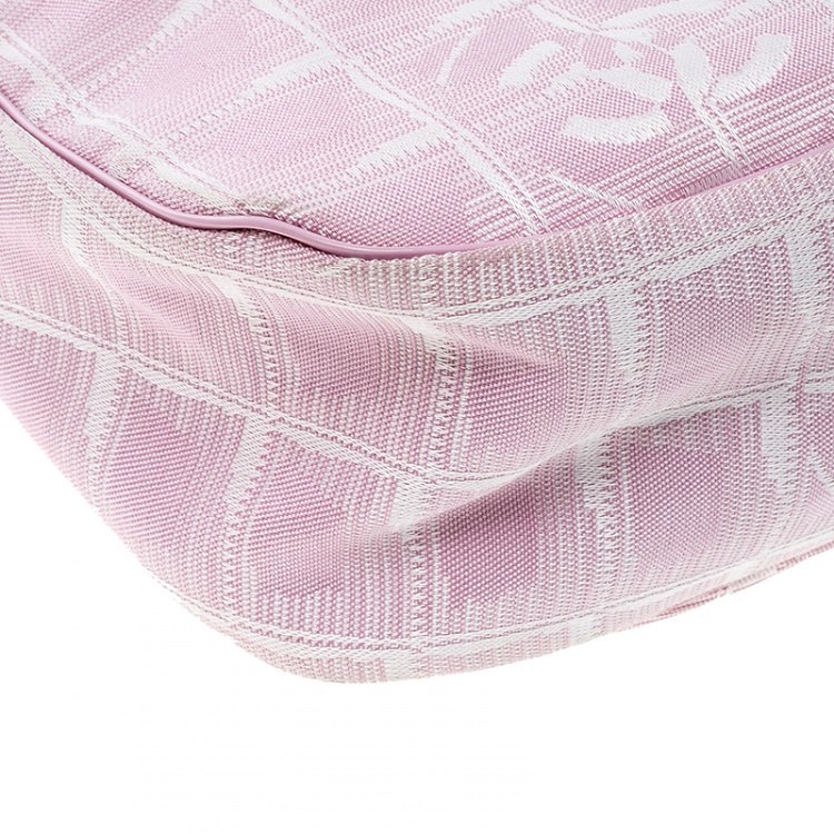 Pre Owned Chanel Pink Nylon Travel Line Hobo