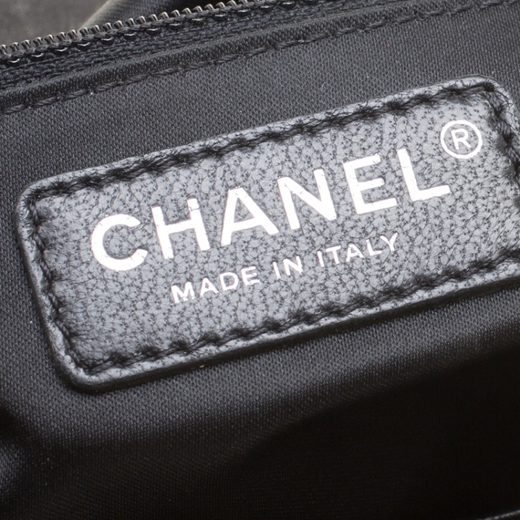 Pre Owned Chanel Black Patent Leather Camellia Accordion 3 Classic Flap Bag