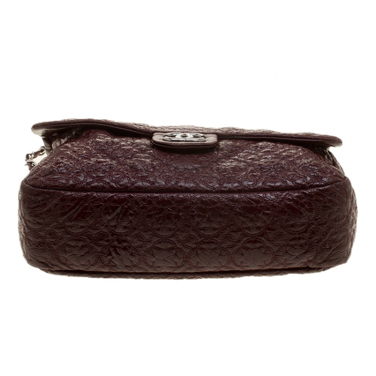Pre Owned Chanel Burgundy Patent Leather Rock in Moscow Jumbo Classic Flap Bag