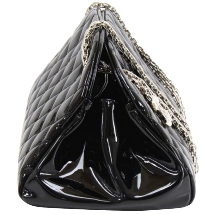 Pre Owned Chanel Black Quilted Patent Leather Just Mademoiselle Bowling Bag