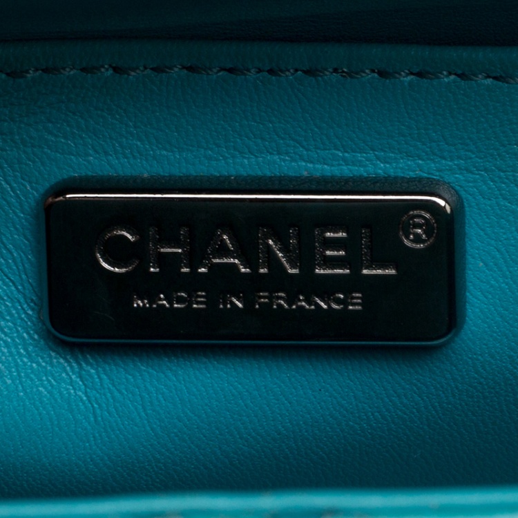 Pre Owned Chanel Turquoise Python New Mini Classic Single Flap Bag